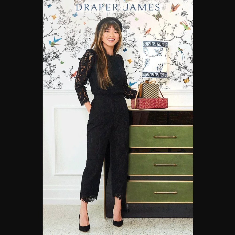 Draper James Black Lace Fully Lined Cropped Pull-On High Waist Pants womens XXL
